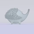 Hedgehog Sculpture With White Body And Silver Metallic Spines Design