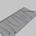Various Medical Surgical Instruments on Stainless Steel Tray with Blood Stains