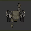 Futuristic Mech Robot With Metallic Armor Multiple Cannons Red Panels And Mechanical Legs
