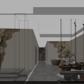 Elegant Modern Hotel Lobby Interior With Marble Walls Hanging Lamps And Seating Area