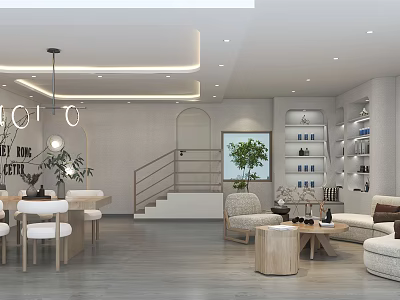 Elegant Modern Beauty Hair Salon Interior With Styling Stations And Product Shelves 3d model