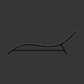 Orange Modern Lounge Chair Featuring Wooden Slats And Black Metal Frame