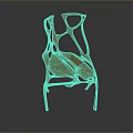 Red Modern Artistic Stool With Intricate Curved Lines And Hollow Structure Design 3d model