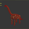 Realistic Dinosaur Skeleton 3D Model Featuring Long Neck Gray Background And Wooden Color