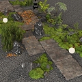 Bluestone Landscape Ting Step Garden Paving Courtyard Landscape Landscaping Moss Stone Stones 3d model