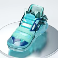 Futuristic Sports Shoes With Teal Blue Color Transparent Sole And Modern Design