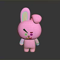 Cute Pink Rabbit Doll With Angry Expression On Dark Background