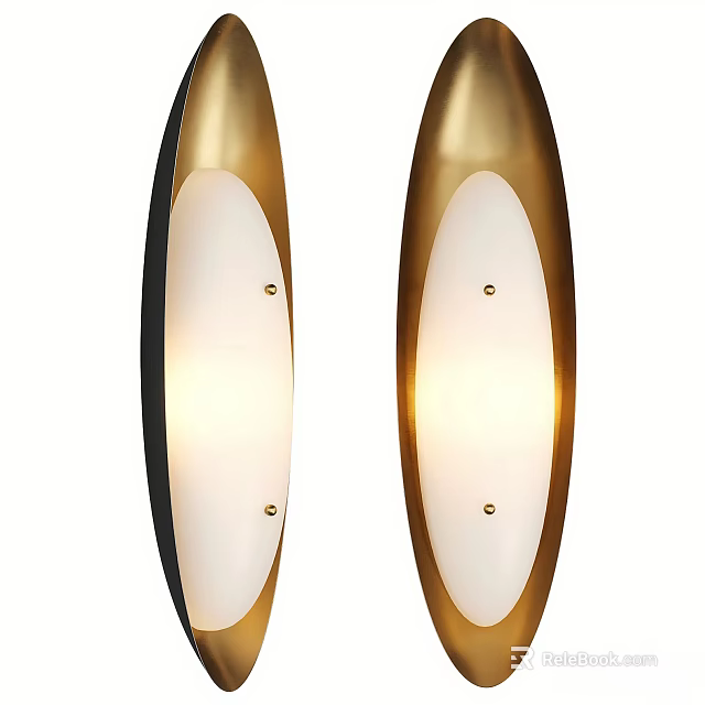 Modern Gold Black Metal Wall Sconce With White Shade For Indoor Lighting 3d model 