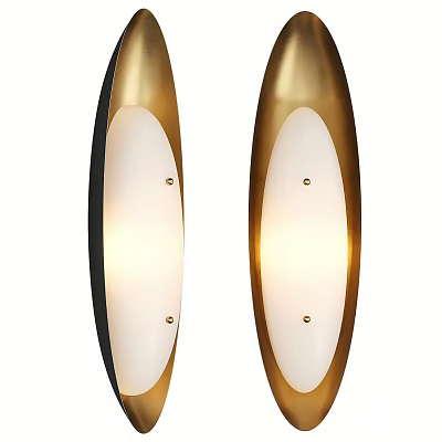 Modern Gold Black Metal Wall Sconce With White Shade For Indoor Lighting 3d model