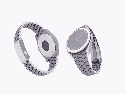 Sleek Silver Metal Strap Watches With Classic Dials And Minimalist Design 3d model