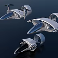 Futuristic Flying Cars With Sleek Aerodynamic Shapes Flying In Blue Sky