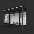 Modern Bus Shelter with Roof Bench Advertisement and Map for Urban Transport