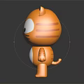 Cute Orange Striped Cat Cartoon Figure With White Belly And Pink Ears