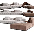 Modern Multi Seat Sectional Sofa With Soft Cushions And Various Color Options 3d model