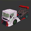 Silver And Red Race Car With Aerodynamic Body And Rear Spoiler Design