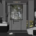 Modern Bathroom Interior Design With Glass Shower Toilet Marble Vanity And Recessed Lighting