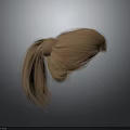 3D Rendered Brown Hair Ponytail With Smooth Realistic Texture On Gray Background