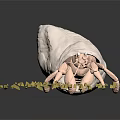 White Shell Like Structure With Extending Tentacles And Scattered Yellow Particles