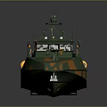 Modern Military Patrol Boat With Green And Orange Camouflage Paint And Radar Antenna Systems