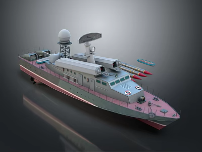 Detailed Warship Model Featuring Radar Systems Missile Launchers And Deck Design 3d model