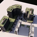 Modern Office Building Complex With Green Roofs And Contemporary Architectural Design 3d model