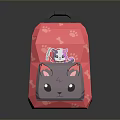 Adorable Pink Backpack With Cartoon Cat Design Cat Paw Prints And Side Cat Ears