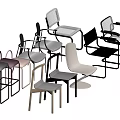 Modern Dining Chairs Collection With Various Styles Metal Frames And Upholstered Seats 3d model