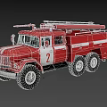 Red Fire Truck With White Stripes Number 2 Emergency Lights And Ladder