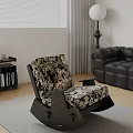 Stylish Floral Pattern Accent Chair With Dark Wooden Frame For Living Room