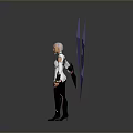 Fantasy Female Character With Silver White Hair Purple Crystal Wings And White Outfit