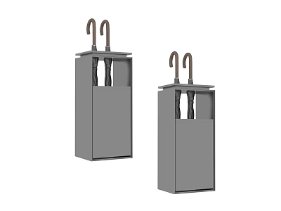 Gray Umbrella Stand With Storage Compartment For Holding Umbrellas At Home 3d model