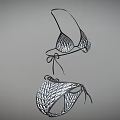 Black Lace Mesh Bikini Set With Tie Up Straps For Summer Beach Wear