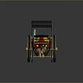 Antique Vintage Carriage With Black Canopy Golden Wheels Red Seats And Classic Design
