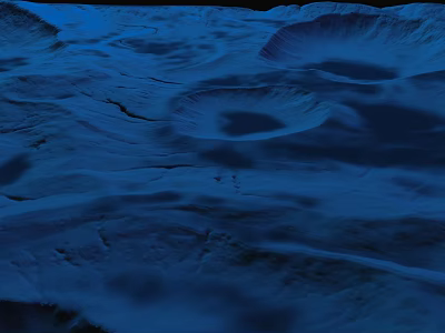 Detailed Blue Toned Lunar Surface With Rugged Craters And Undulating Terrain 3d model