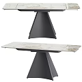 Modern Dining Tables With Marble Tops And Conical Or X Shaped Metal Bases