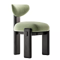 Stylish Modern Green Upholstered Dining Chair With Black Wooden Legs
