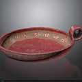 Pink Decorative Ceramic Bowl With Intricate Patterns And Curved Handle Design