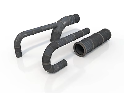 Flexible Industrial Pipes And Connecting Tubes With Curved Straight Sections 3d model