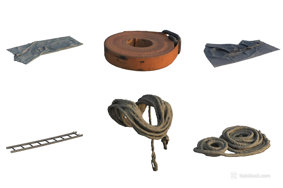 Hardware Tools Including Various Ropes Metal Ladder And Heavy Duty Equipment For Work Projects 3d model 
