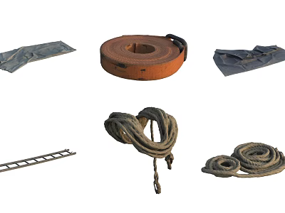 Hardware Tools Including Various Ropes Metal Ladder And Heavy Duty Equipment For Work Projects 3d model