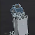 Industrial Machine with Blue Disc Digital Display and Metal Cabinet Base