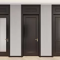 Dark Colored Modern Hinged Doors With Solid And Glass Panels On Light Wall Background 3d model