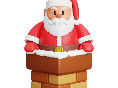 Festive Christmas Decorative Ornament Set With Santa Claus Figure And Chimney Design 3d model