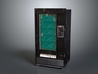 Black Commercial Vending Machine With Transparent Door And Green Interior Product Slots 3d model