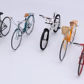 Colorful Bicycles In Various Styles With Basket And Modern Frames For Riders