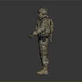 Military Soldier Figure In Camouflage Uniform With Tactical Vest And Helmet