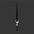 Blue Glowing Sword Sculpture With Particle Details And Silver Hilt Design