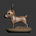 Cute Deer Fawn With Antlers Standing On Round Base With Small Stones And Plants