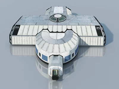 Modern Architectural Structure With Hinged Door White Exterior And Circular Design 3d model