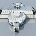 Modern Architectural Structure With Hinged Door White Exterior And Circular Design 3d model